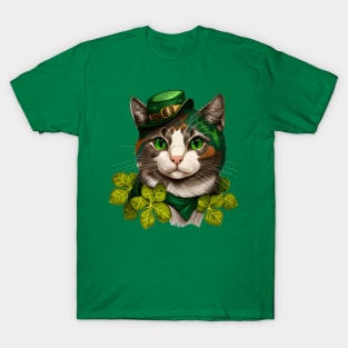 Happy Cute Cat St. Patrick's Day T-Shirt